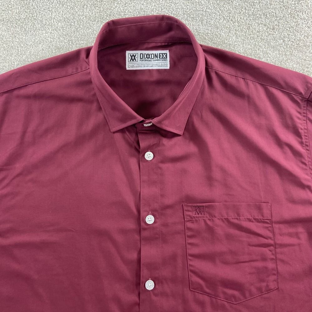 Dixxon Performance Bamboo Shirt Mens 3X Burgundy Short Sleeve Button Down